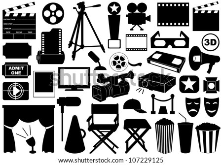 Movie related elements isolated on white