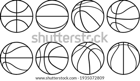Set of basketball balls isolated on white