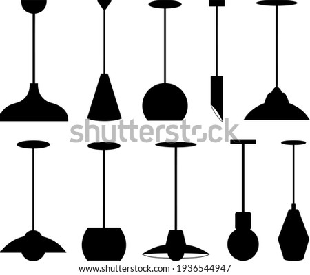 Set of different pendant lamps isolated on white