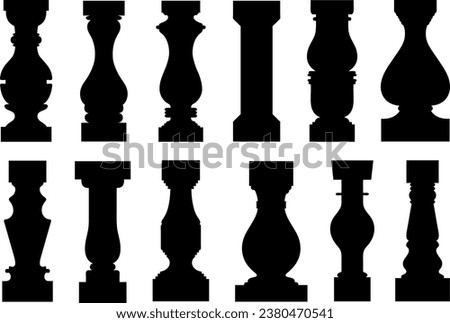 Collection of different balusters isolated on white
