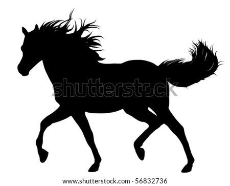 Running Horse Silhouette Stock Vector Illustration 56832736 : Shutterstock