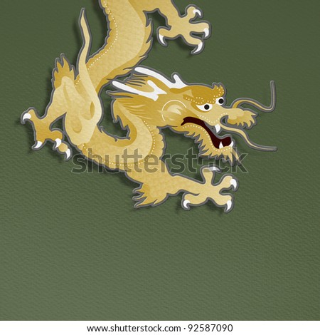 golden dragon on green background  paper craft graphic for chinese new year celebration