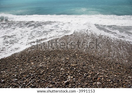 Water lapping on the beach, Nice, France
