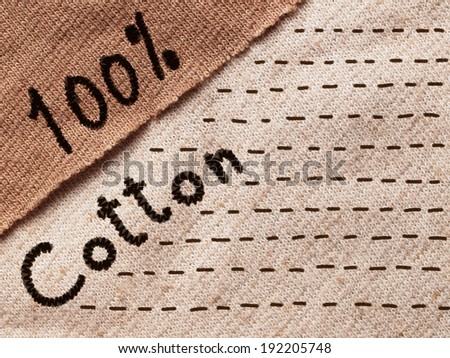 Cotton fabric textile with text, background texture