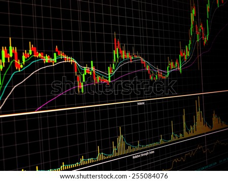 Candle stick graph chart of stock market trading, background