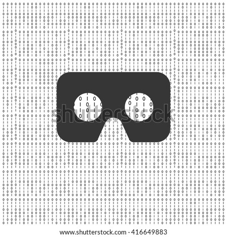 cardboard virtual reality VR glasses icon logo with binary code background