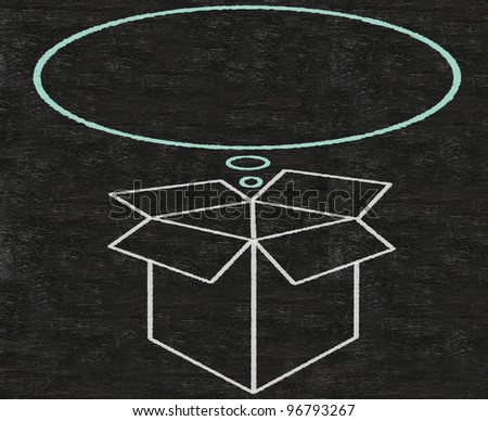business idea thinking outside the box written on blackboard background with box sign