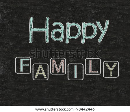 happy family written on blackboard background high resolution