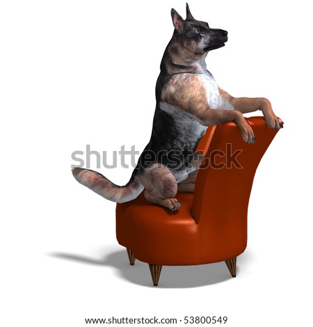 German Shepherd Dog. 3D rendering with clipping path and shadow over white Stock foto © 