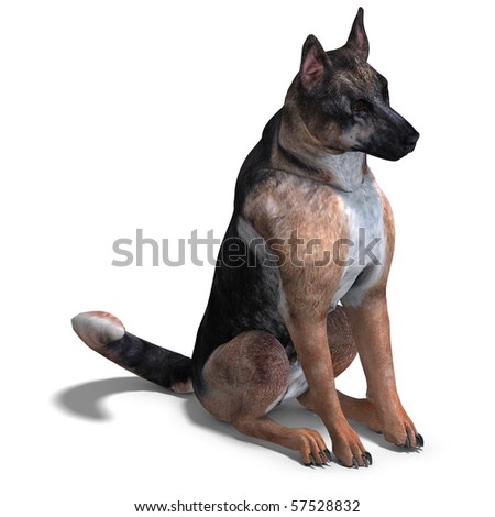 German Shepherd Dog. 3D rendering with clipping path and shadow over white Stock foto © 