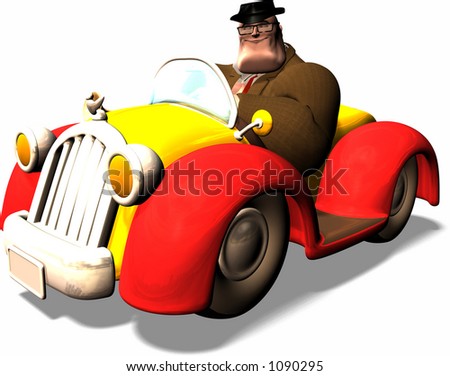 An Incredible Huge Man Driving A Tiny Car Stock Photo 1090295 ...