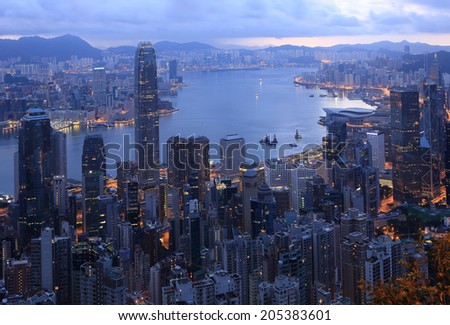 Electrical energy use in the night , electrical energy in building, Hong kong at night