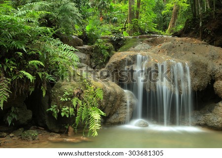 Deep forest waterfall , The waterfall named Huai Rong  Kwang  waterfall in  Phrae province ,  Thailand