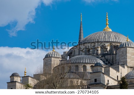 Blue mosque at Istanbul, Turkey. The biggest mosque in Istanbul of Sultan Ahmed (Ottoman Empire).