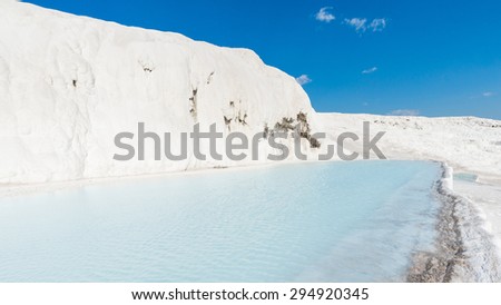 Natural travertine pools and terraces at Pamukkale ,Turkey. Pamukkale, meaning \