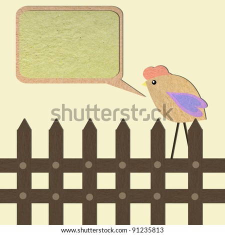 chicken paper craft stick with bubble box background