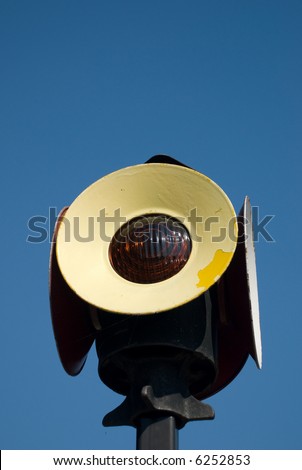 An old railroad signal light