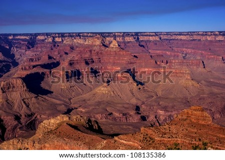 South rim of grand canyon provides many wonderful vistas in the afternoon.