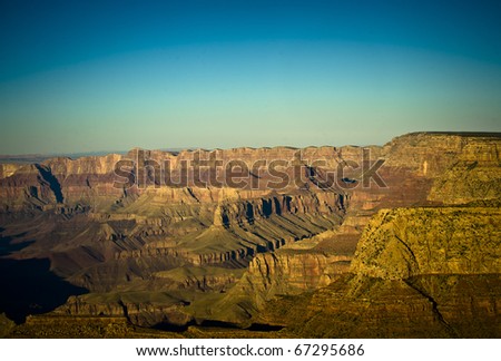 In the late afternoon the light and shadows alter the way the grand canyon appears from one minute to the next.