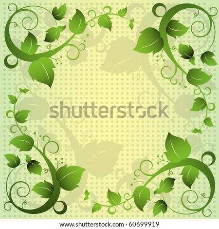 Green Leaf Swirl Floral Abstract Frame Background