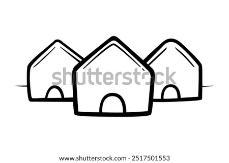 Home village. Residential community. Nearby houses. Neighborhood community. House simple hand drawn.