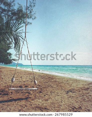 swing on the beach background (retro style)