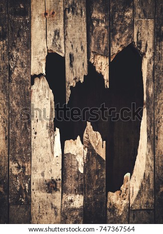 Similar – Image, Stock Photo Wooden wall with hole | Trash 2020