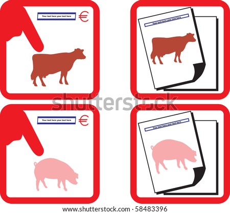 cow and pig signs
