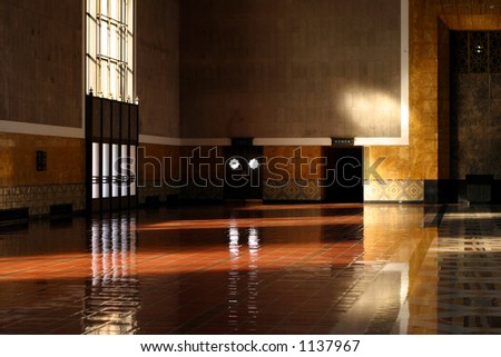Empty bank interior