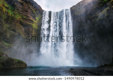 Similar – Image, Stock Photo Skogafoss waterfall in Iceland