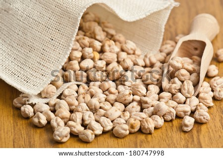 raw chickpea scattered on the table
