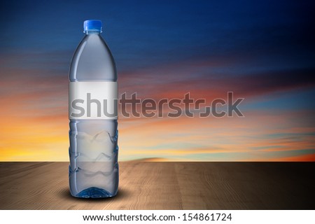 Bottle of water on wood table
