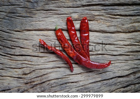 red spice dry chili on the wooden table