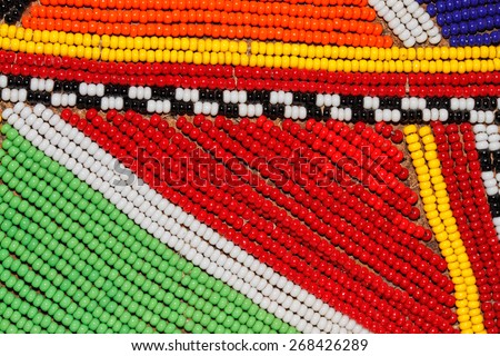 Colorful African beads used as decoration by the Masai tribe in Kenya