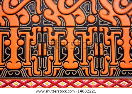 Colorful, patterned Chinese motif wall decoration