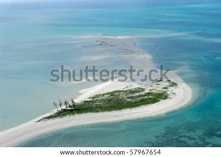 Aerial view of small tropical island of the coast of Mozambique, southern Africa