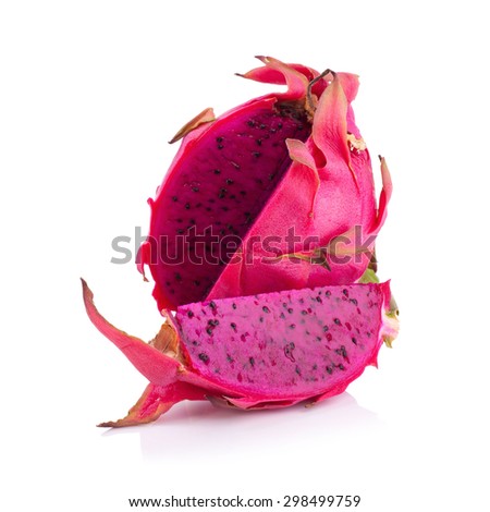 Red dragon Fruit on white background