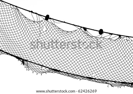 Black and white picture of an old fishing net