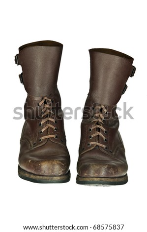 Pair Of Worn Polish Army Boots Used In Seventies Of The Twentieth ...