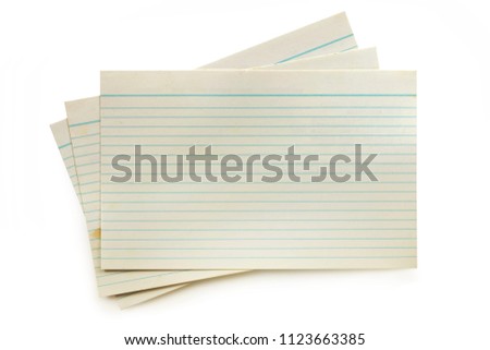 Old index cards isolated on white with soft shadow. Stockfoto © 