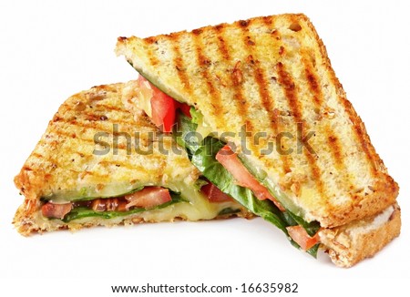 Grilled Sandwich Or Panini With Melting Cheese, Tomato, And Spinach ...