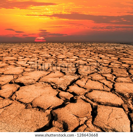 dry and cracked land from natural disaster scene