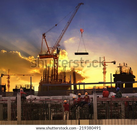 Image, Stock Photo Crane behind scaffolding