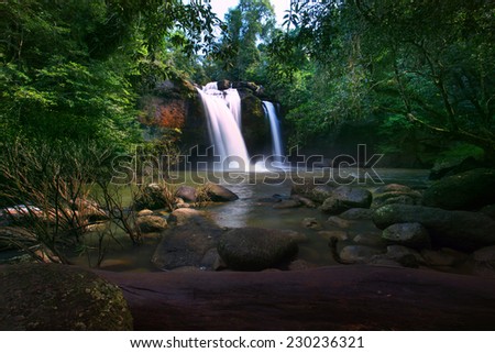 Heaw Suwat Waterfalls in KhaoYai National park important natural world heritage site in thailand