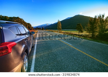 beautiful scenic of asphalt highways of mount aspiring national park south island new zealand