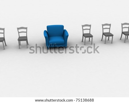Blue armchair is especially