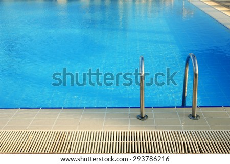 a steps in blue water pool sports