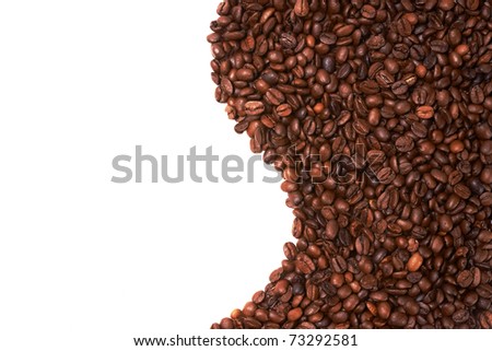 vertical wave of coffee beans on a white background. There is a blank space for text or logo on the left.