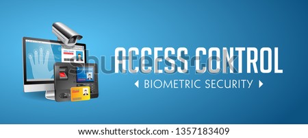 Access control system - fingerprint scanner and Mifare proximity reader - website banner concept - biometric security  