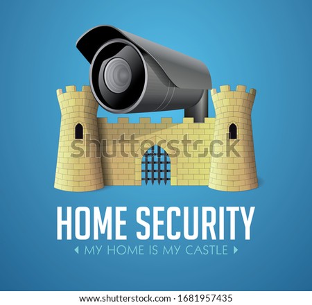 My home is my castle - security system concept - Castle with cctv camera